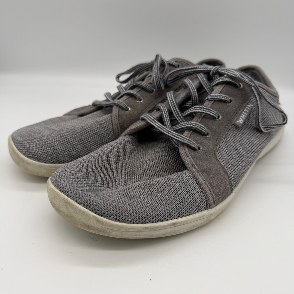 Whitin Mens Barefoot Minimalist Sneakers Gray Mesh Lace Up Low Top Shoes Size 45